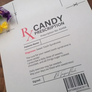 Candy Prescription Label: Printable Sweet Tooth Gift (PNG & PDF) - Etsy