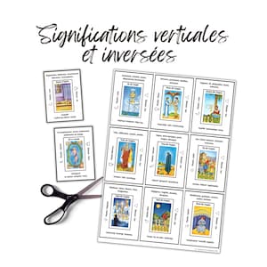 Jeu de tarot imprimable avec mots-clés, feuilles de triche A4, significations des cartes de tarot, débutants, outils de divination. image 6