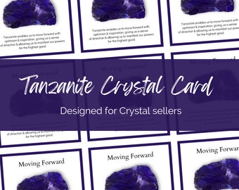 Printable Tanzanite Crystal Meaning Cards: Jewelry Business Inserts (PDF & PNG)