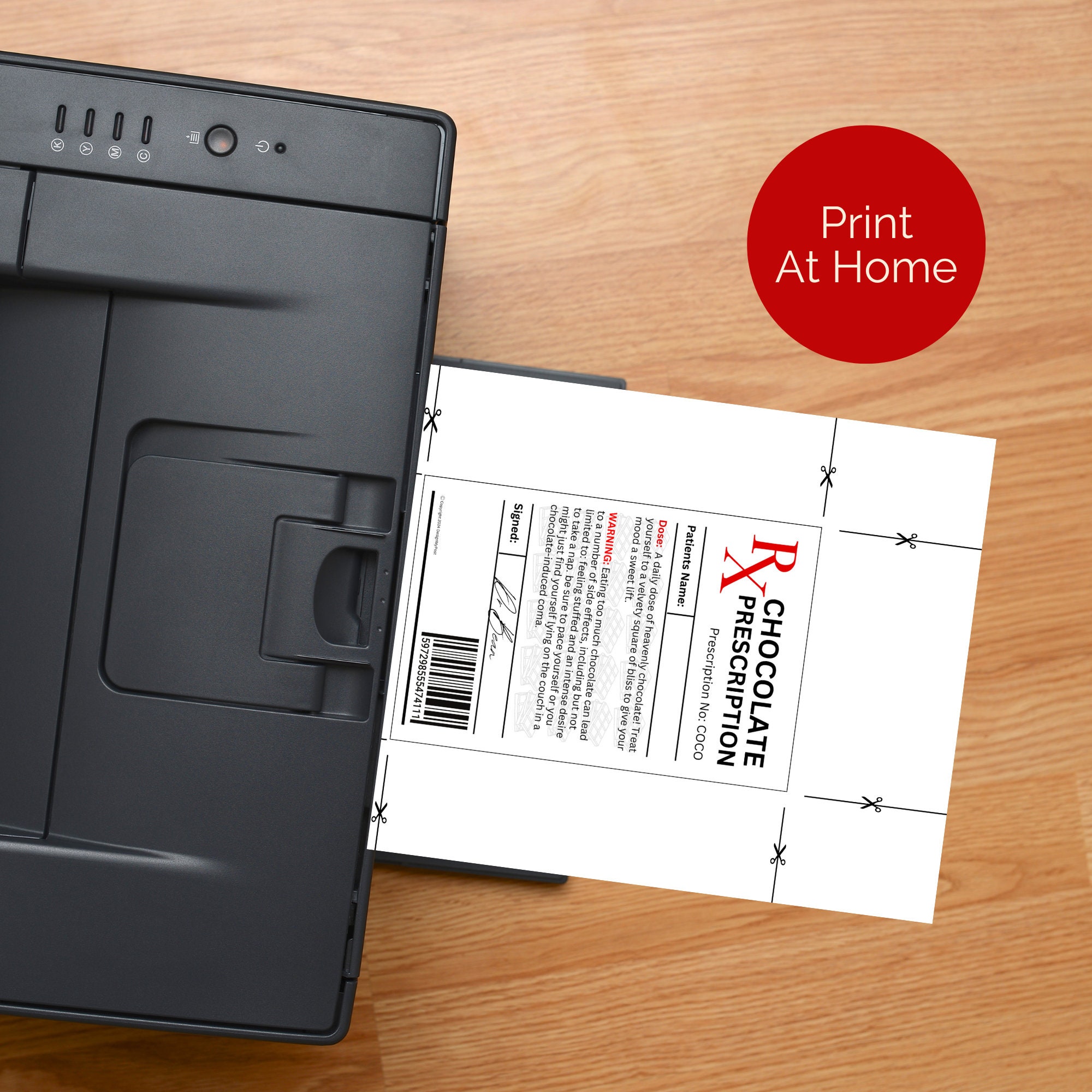 RX Chocolate Prescription Label. Printable Novelty Gift