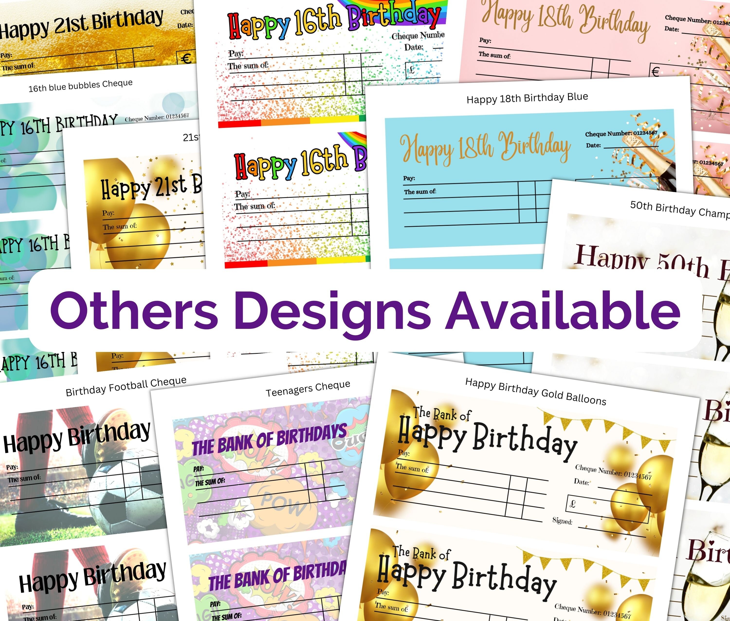 Printable 13th Birthday Cheque. Pink Blank Gifting Cheque Template ...