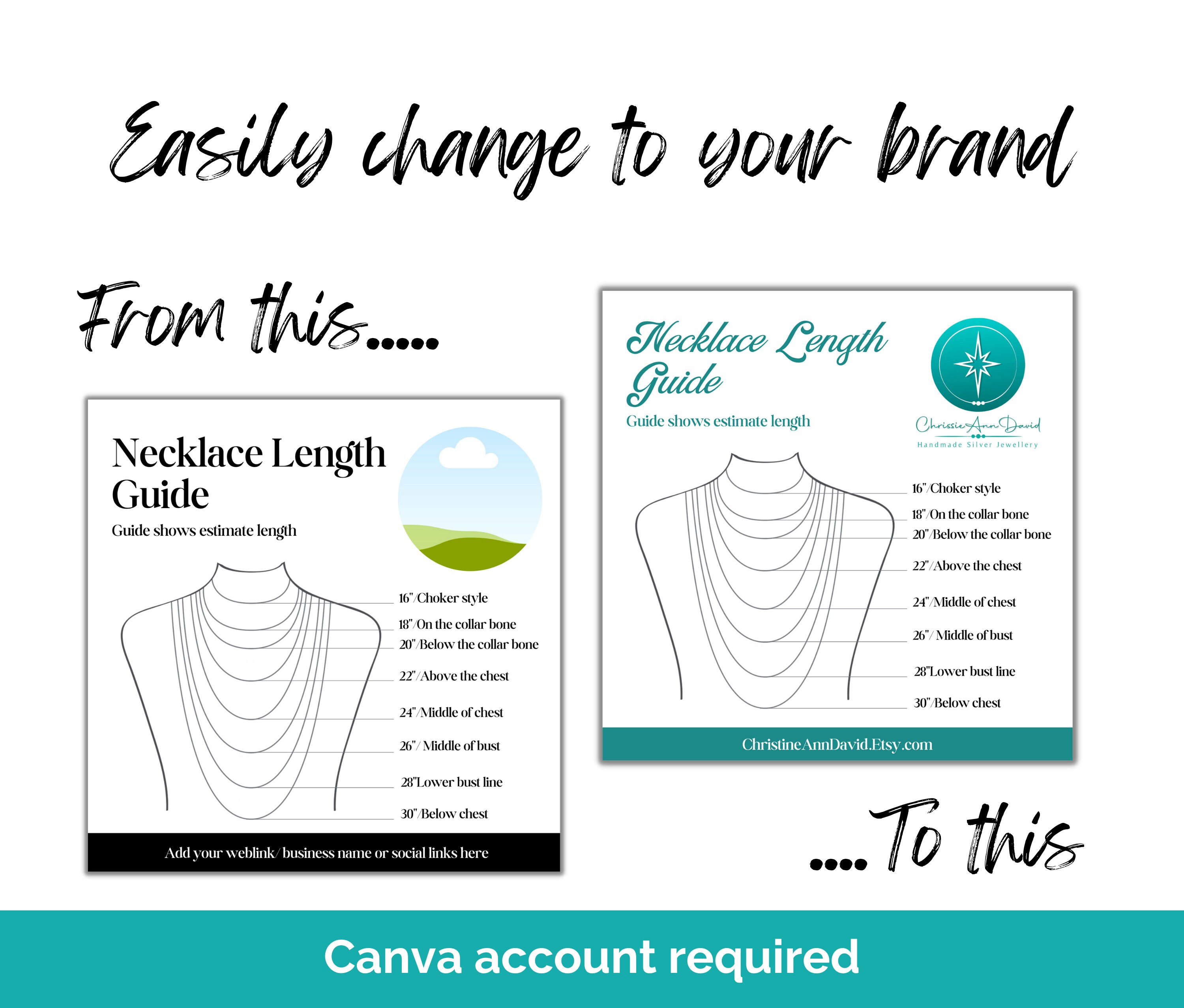 Editable Necklace Size Guide Printable and Digital Template Canva ...