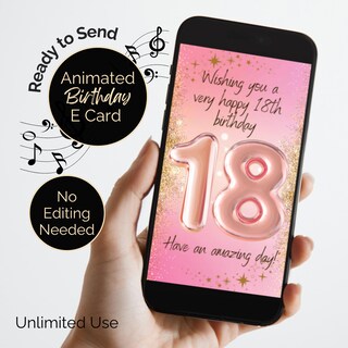 Sottobicchiere 'Happy 18th Birthday' Con Giorni, Ore E Minuti - Rosa, 9x9 Cm, MDF Lucido, Regalo Originale Per I 18 Anni