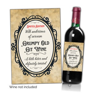 Grap nep wijnflesetiket afdrukbaar Leuk nieuwigheidscadeau Vintage ontwerp Geweldig last-minute cadeau PNG- en pdf-bestand Digitale download