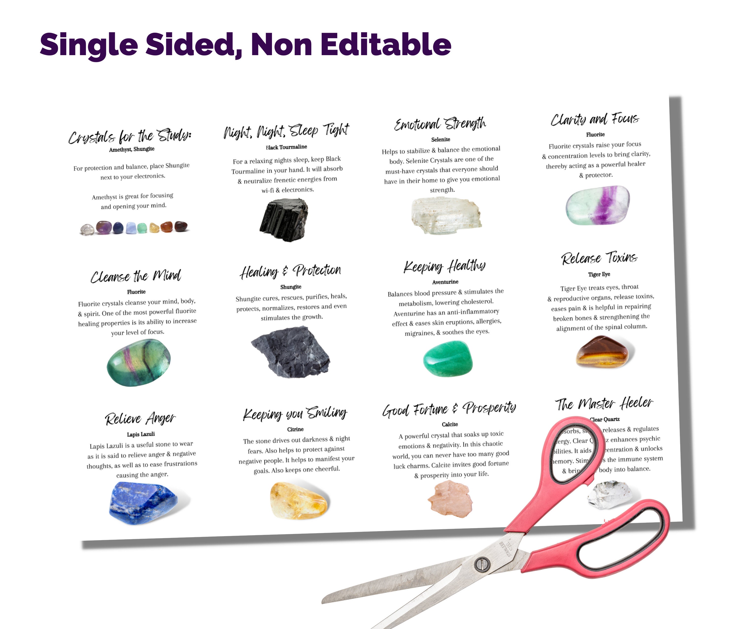 Printable Crystal Information Cards: A4 Gemstone Properties (PDF ...