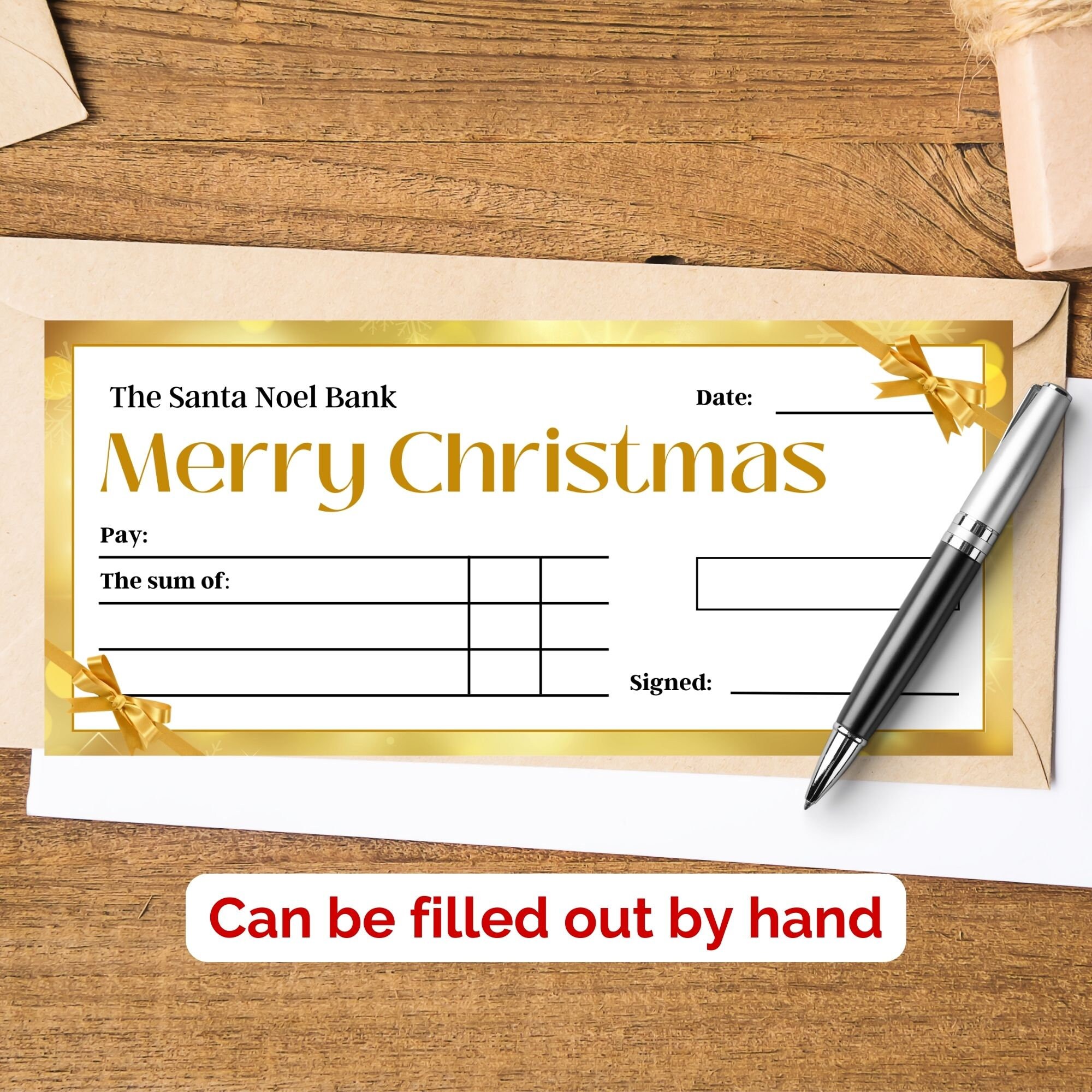 Christmas Blank Cheques, Printable Xmas Gifting Check/ Cheque. Fun ...