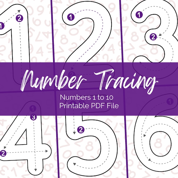 Number Tracing A4 Poster. Wall Art colouring page. Learning for young children. Teaching resources.