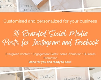 Branded Social Media Content: 30 Instagram & Facebook Graphics (Digital Download)