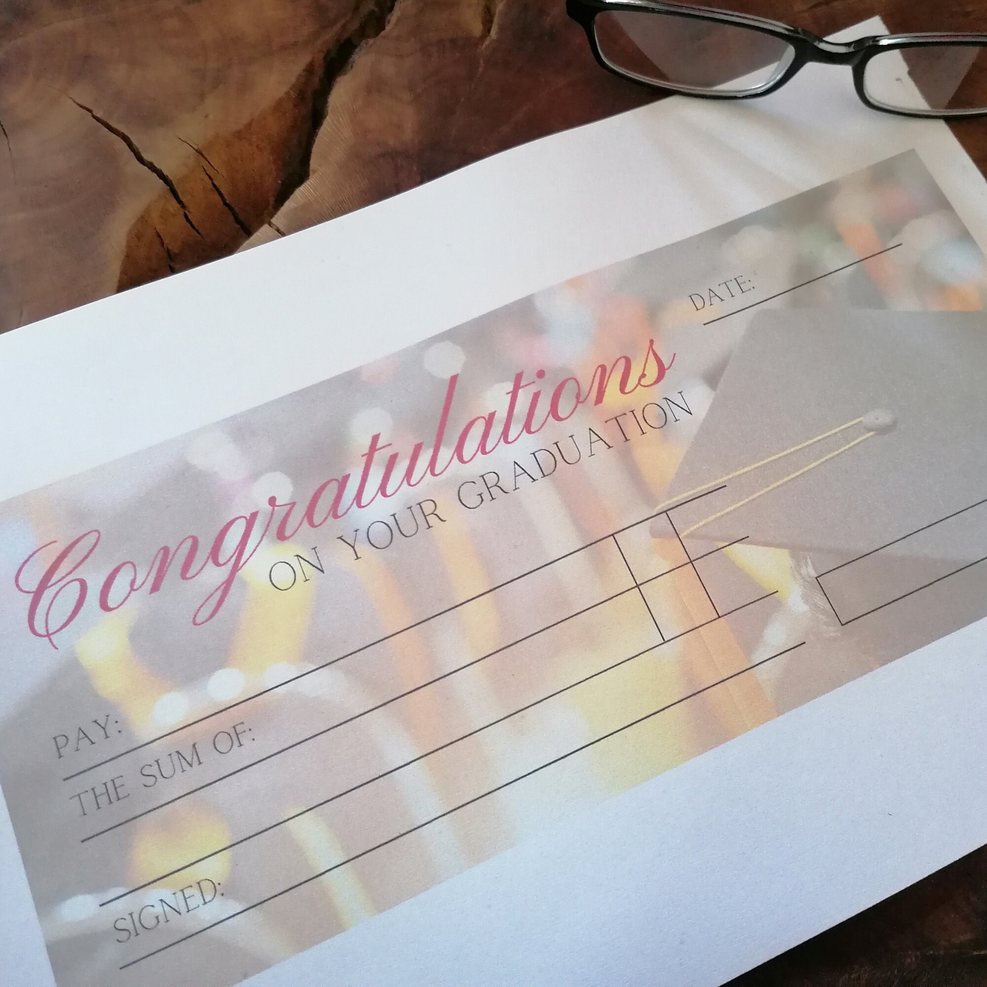 Oversized Graduation Cheque Printable Gifting Blank Check ...