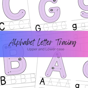Printable Alphabet Letter Tracing worksheets Upper and Lower case learning for toddlers Pre school Kindergarten teaching resources A to Z