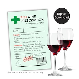 Rotwein Rezept Etikett. Druckbares Geschenk für Weinliebhaber. Digitaler Download, PNG- und PDF-Datei. Ideal zum Verschenken.