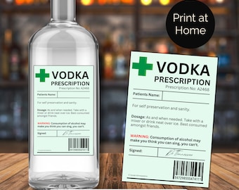 Etiqueta de receta de vodka: Regalo original y divertido (PNG y PDF)