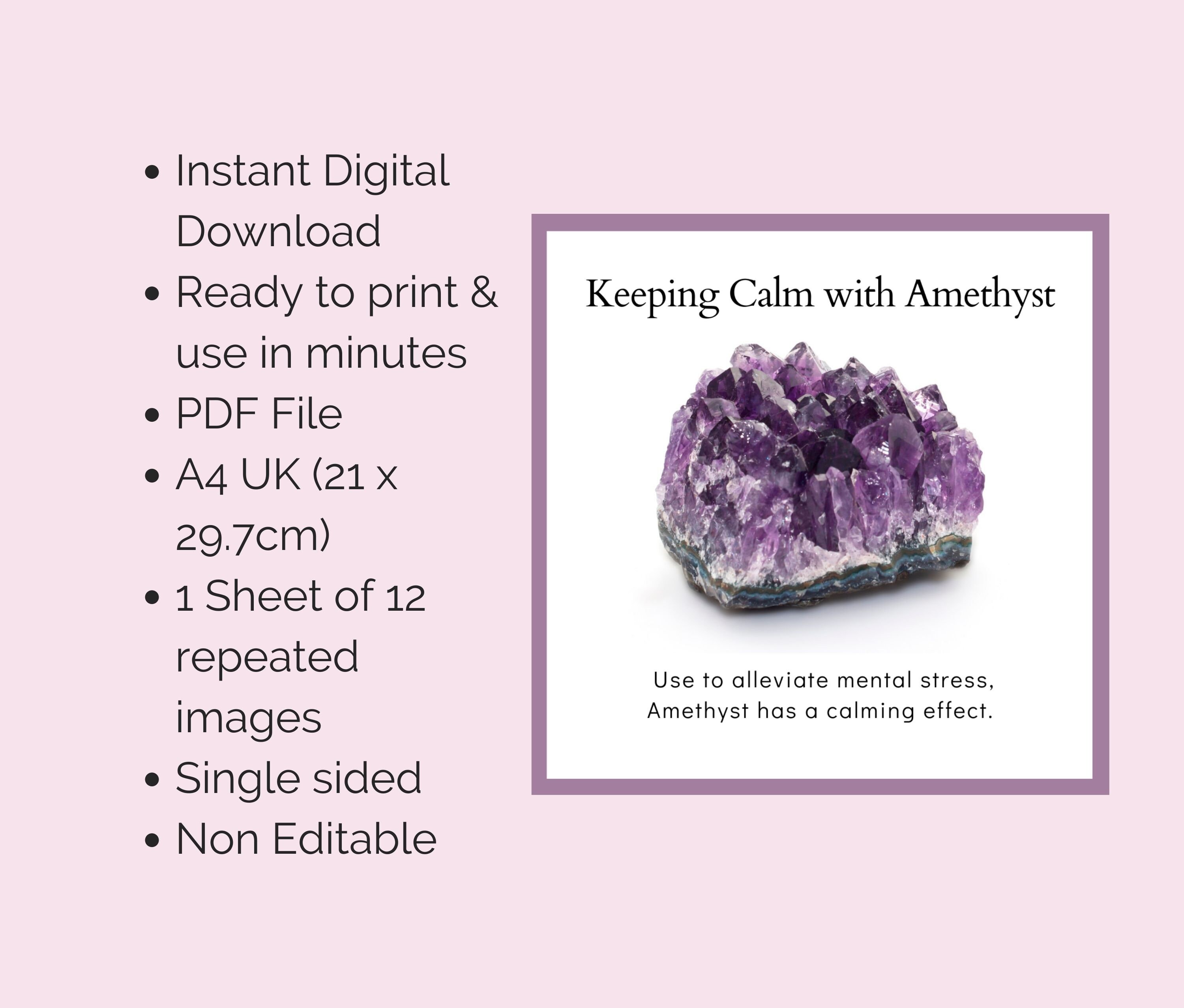 Amethyst Crystal Info Cards: Printable Gemstone Properties (A4 UK PDF ...