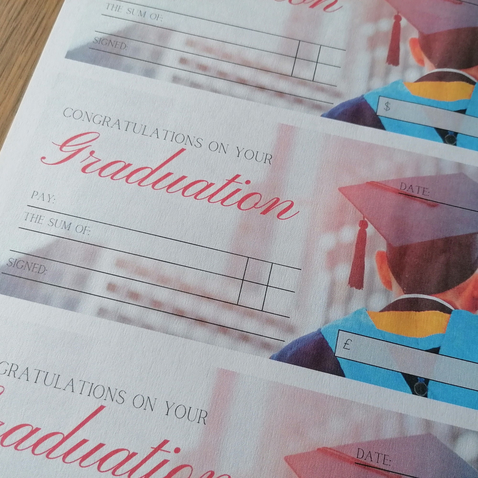 Graduation Gifting Cheque. Printable Blank Cheque. Euros, Pounds and ...