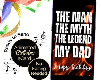 Papa Geburtstag Animierte eCard: 'Der Mann, Der Mythos, Die Legende'. Digitaler Download.