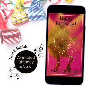 Birthday video E-Card animated with sound, Happy Birthday tune Dancing Disco Monster Teenager digital card Greeting eCard for teens.