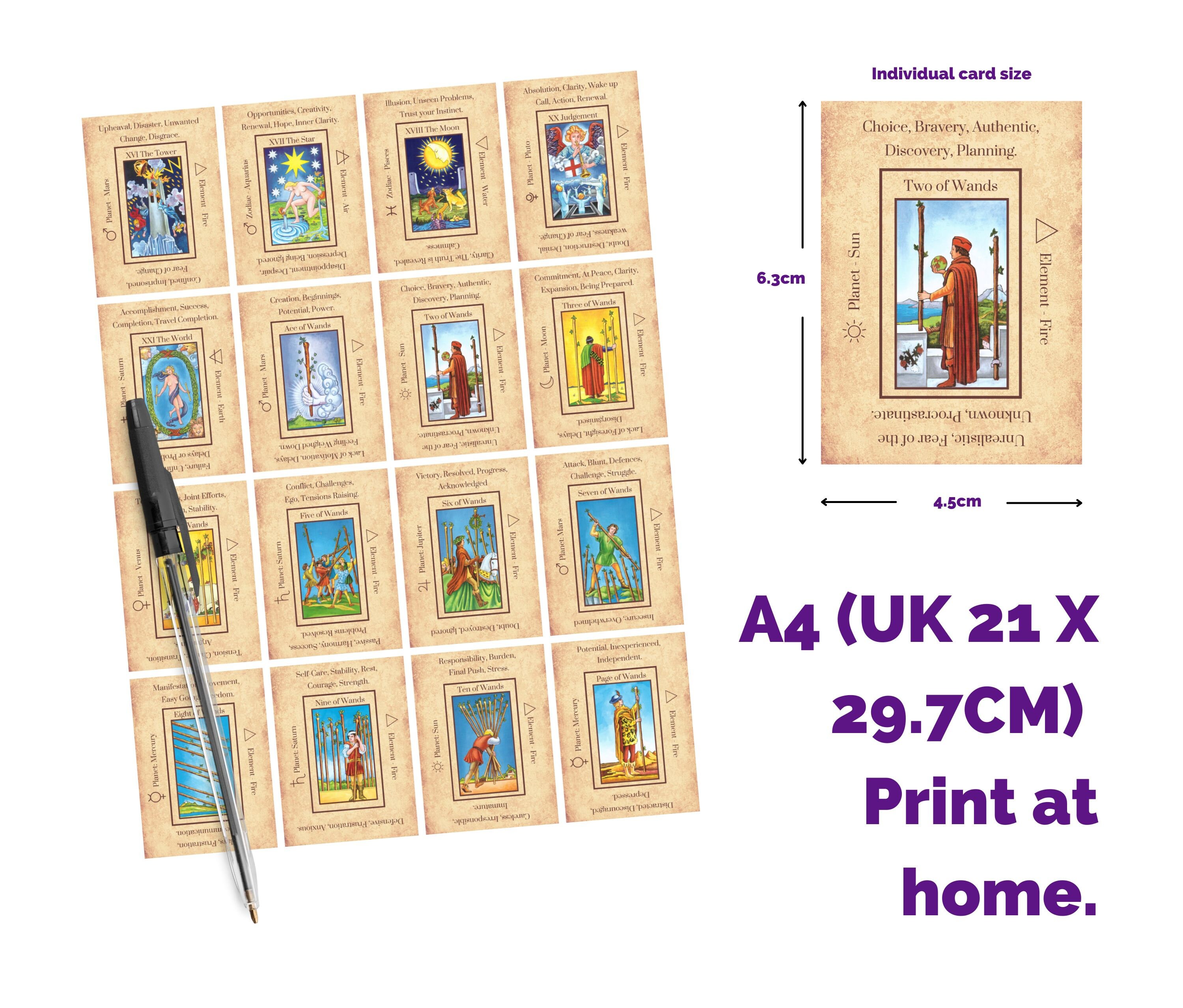 Printable Tarot Deck Flashcards With Keywords Print at Home - Etsy UK