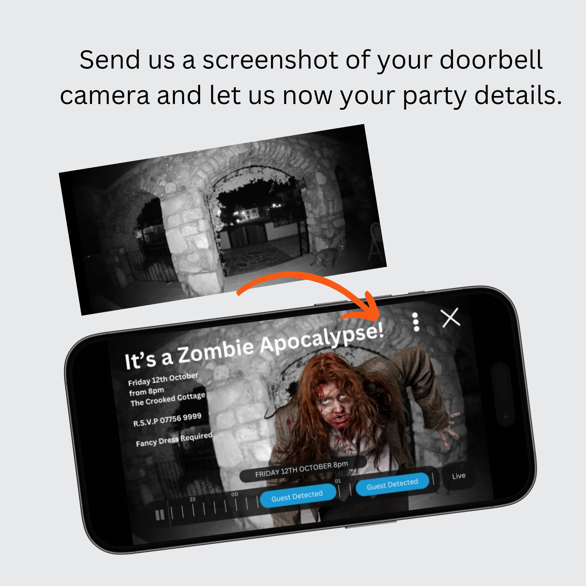 Zombie Party Invitation, Halloween Digital Invite, Electronic Cosplay ...