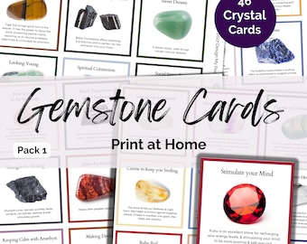 Printable Gemstone Cards for crystal and jewellery sellers. Crystal card instant download. Information card Inserts, properties and uses.