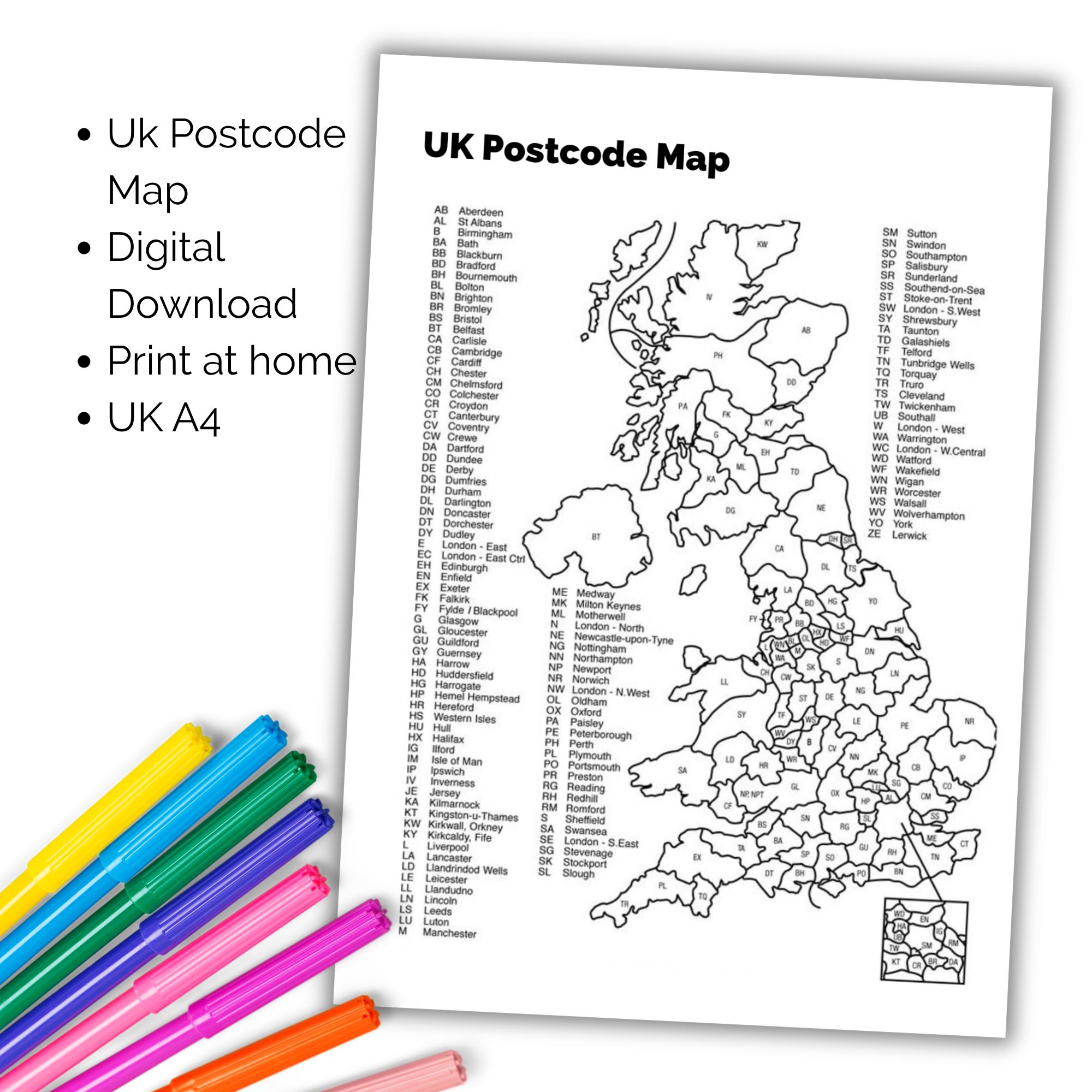 A4 Postcode Map Printable UK Postcode Sales Tracker Map, A4 PDF & PNG. - Etsy Australia