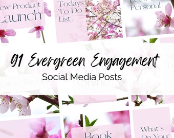 Pink Blossom Social Media Posts: 91 Instagram & Facebook Templates (Digital Download)