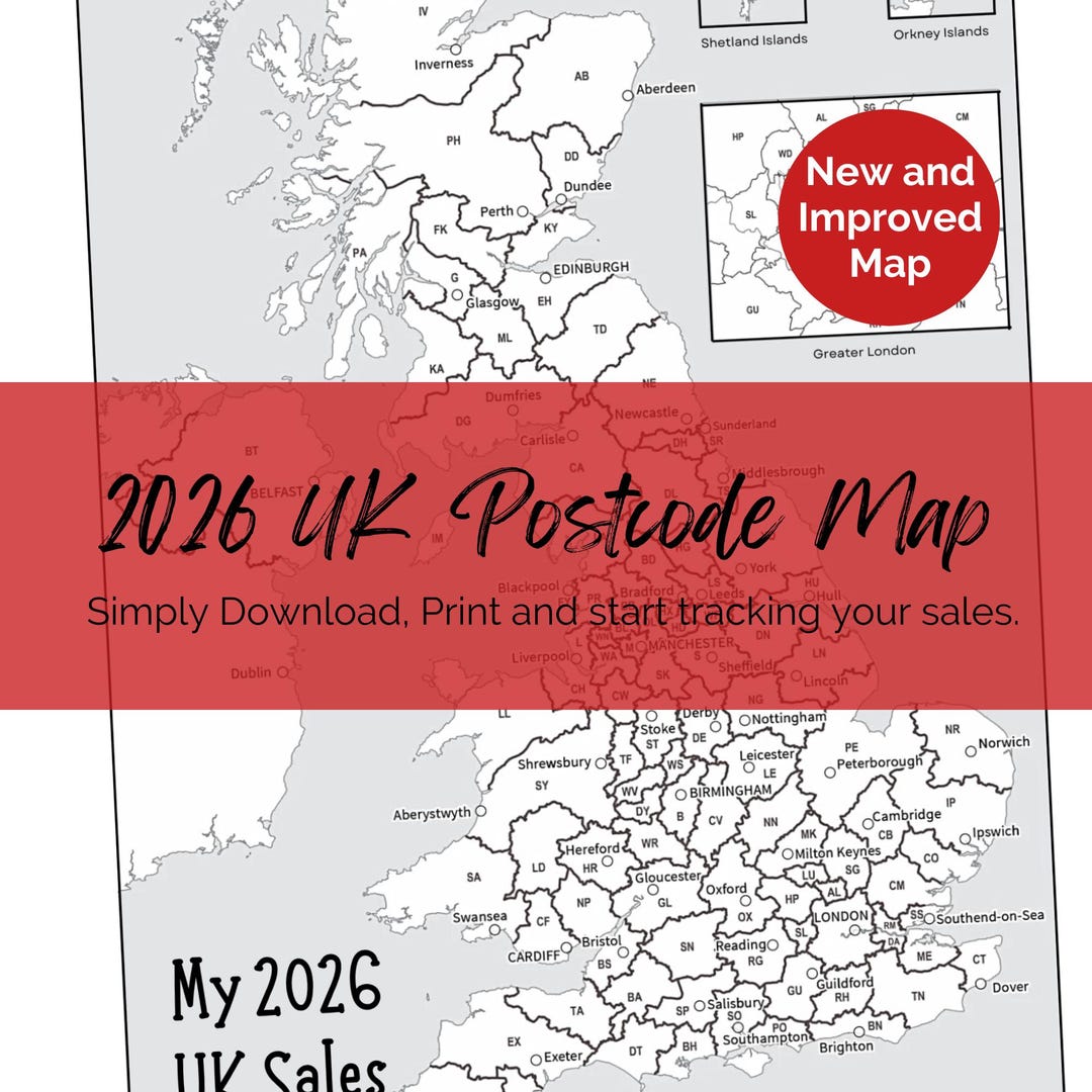 2026 UK Sales Postcode Tracker Map (printable PDF & PNG) - Etsy