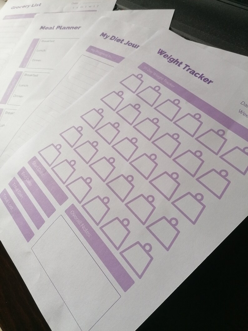 Printable Weight Loss Planner. Diet Journal Print at Home Etsy