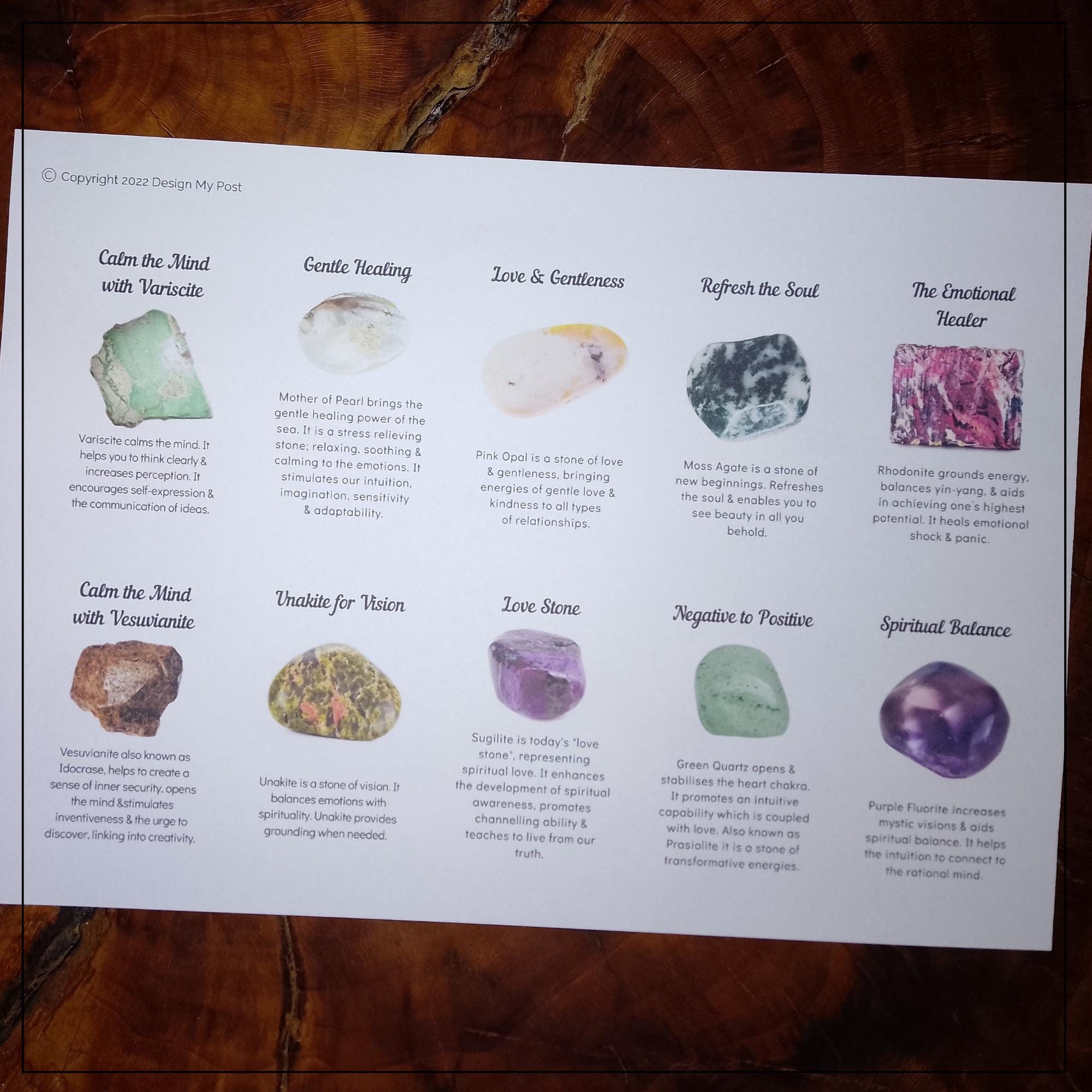 Printable Crystal Information Cards. 100 Gemstone Inserts for Sellers ...