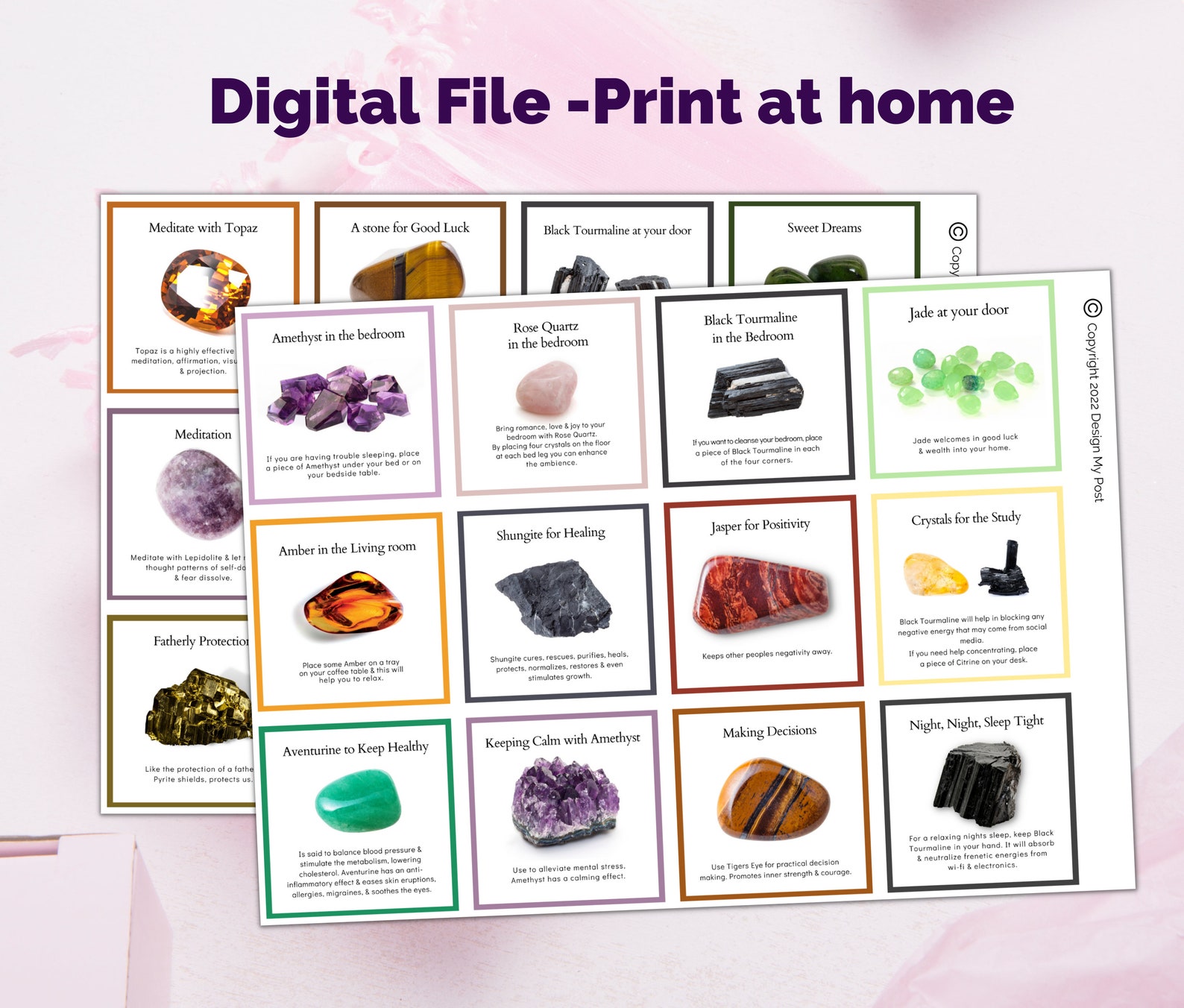 Printable Gemstone Cards for Sellers. Print at Home PDF A4 - Etsy UK