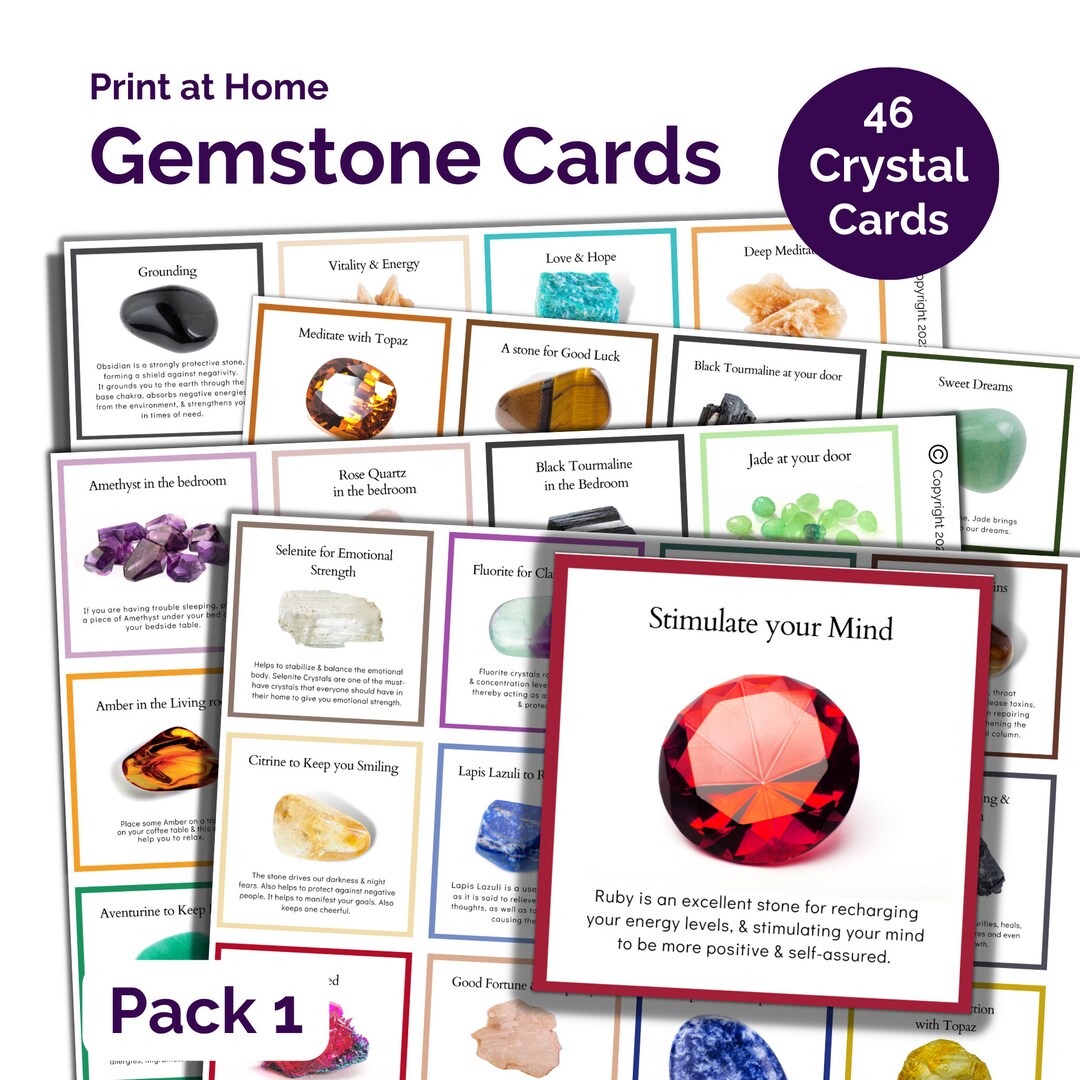Printable Gemstone Cards for Sellers. Print at Home PDF A4 - Etsy