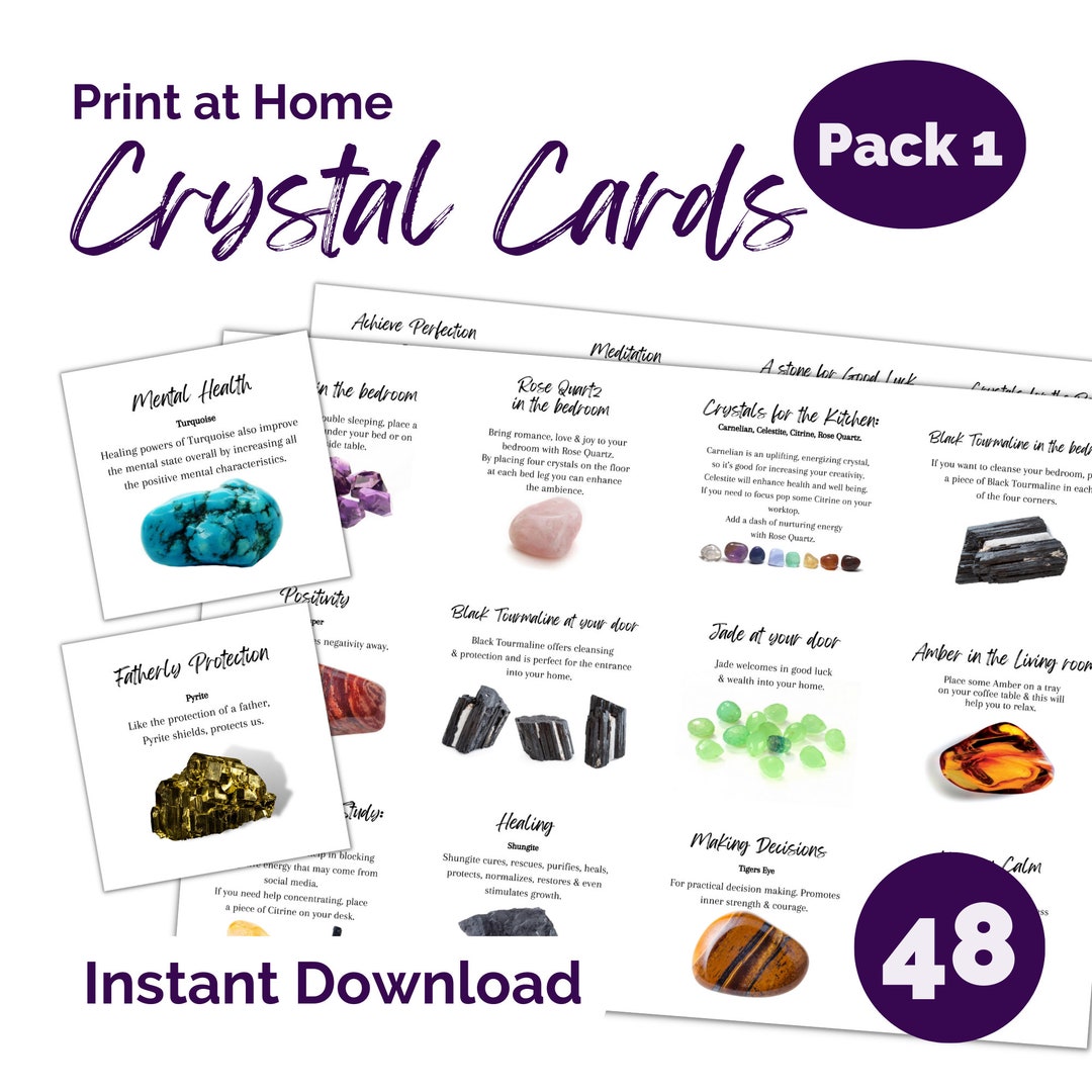 Printable Crystal Information Cards for Sellers. Print at Home PDF A4 ...
