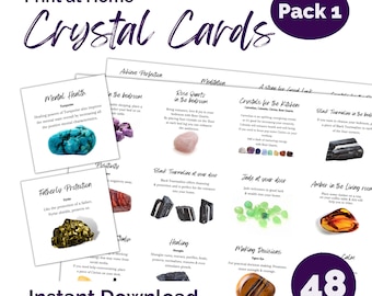 Printable Crystal Information Cards for Sellers. Print at home PDF A4 Gemstone card download. Display card, properties, meaning and uses.