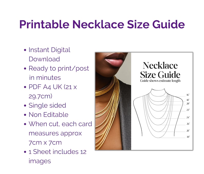 Necklace Length Guide Template Printable Digital Easy to Use - Etsy