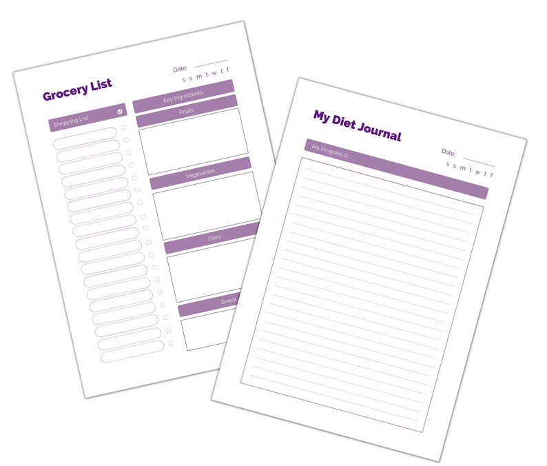 Printable Weight Loss Planner. Diet Journal Print at Home Etsy