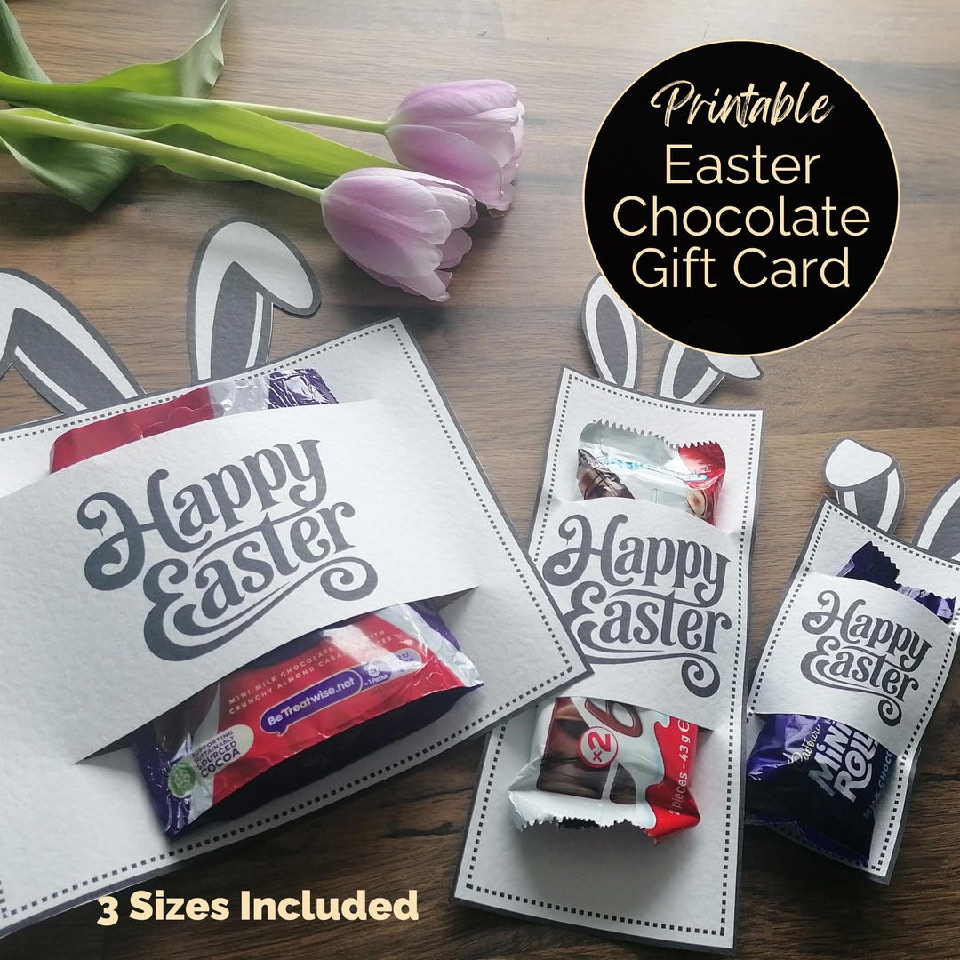 Printable Easter Chocolate Gift Card Template. 3 Sizes. PDF File ...