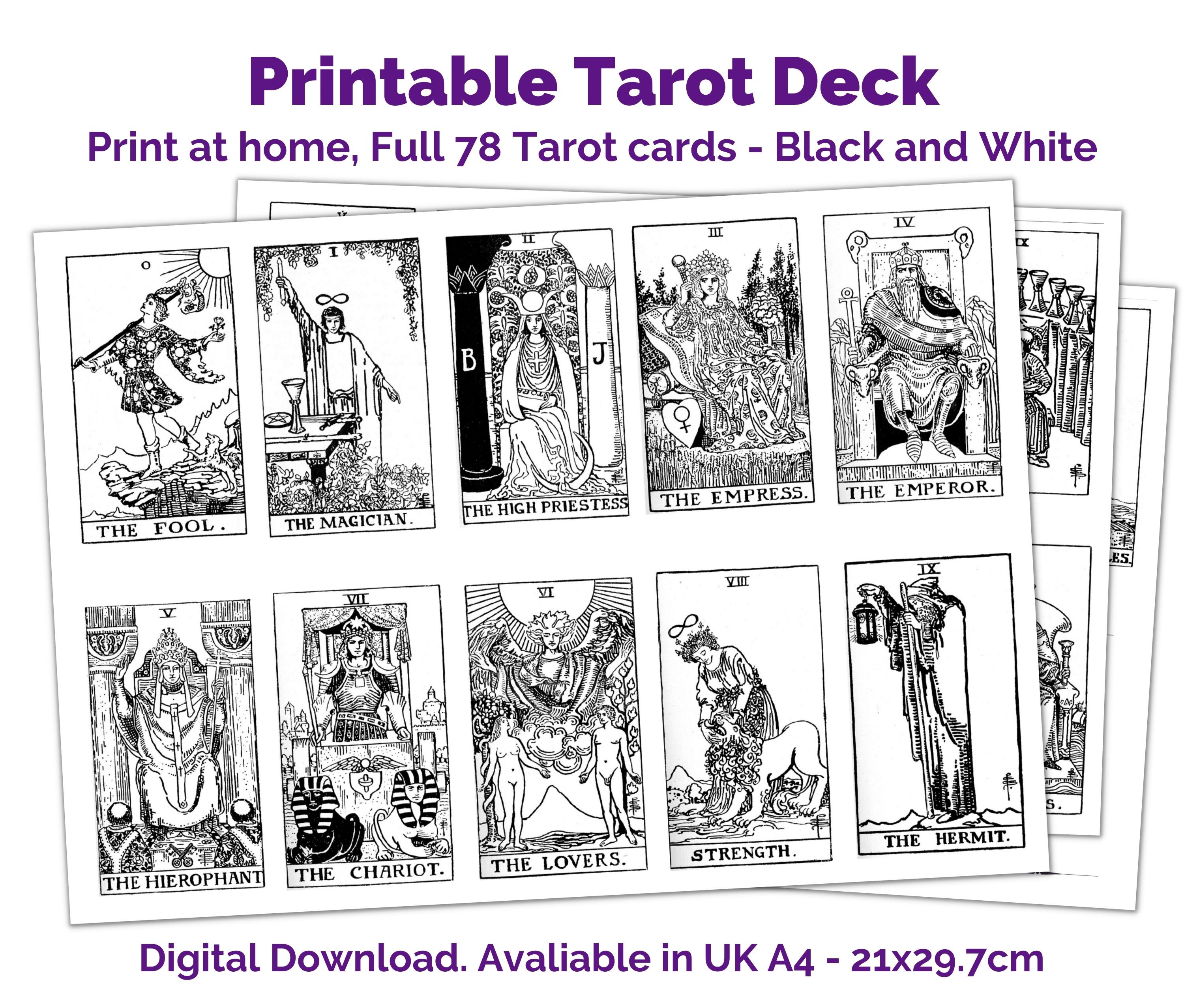 Tarot Cards Full Deck in and White. Print at Etsy