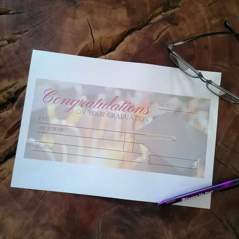 Oversized Graduation Cheque Printable Gifting Blank Check ...