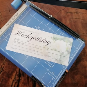 Hochzeitsgeschenk, Scheck hochzeit Blankoschek deutsch. Stor utskrivbar bröllopscheck, en falsk presentcheck. På tyska. bild 6