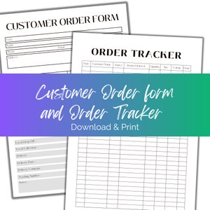 Druckbares Kundenbestellformular & Bestellverfolgung, Herunterladbares Small Business Stationary. Etsy Verkäufer Vorlage. A4 PDF Datei, Modernes Design.