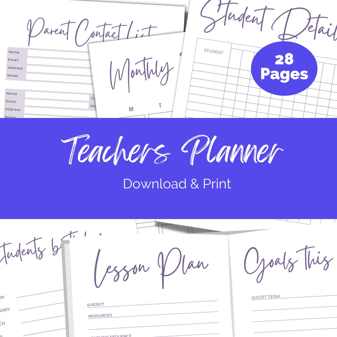 Printable Teachers Planner, Lesson Plan, Print at Home. School Term Organizer, 28 A4 UK PDF