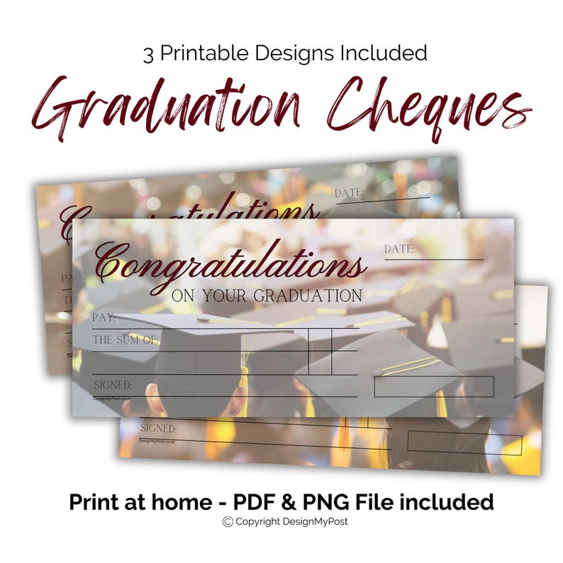 Graduation Cheque 3 Graduation Cheques. Printable Gifting Blank Check. Congratulations ...