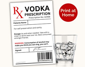 Etiqueta de receta de vodka: Regalo de alcohol novedoso (PNG y PDF)