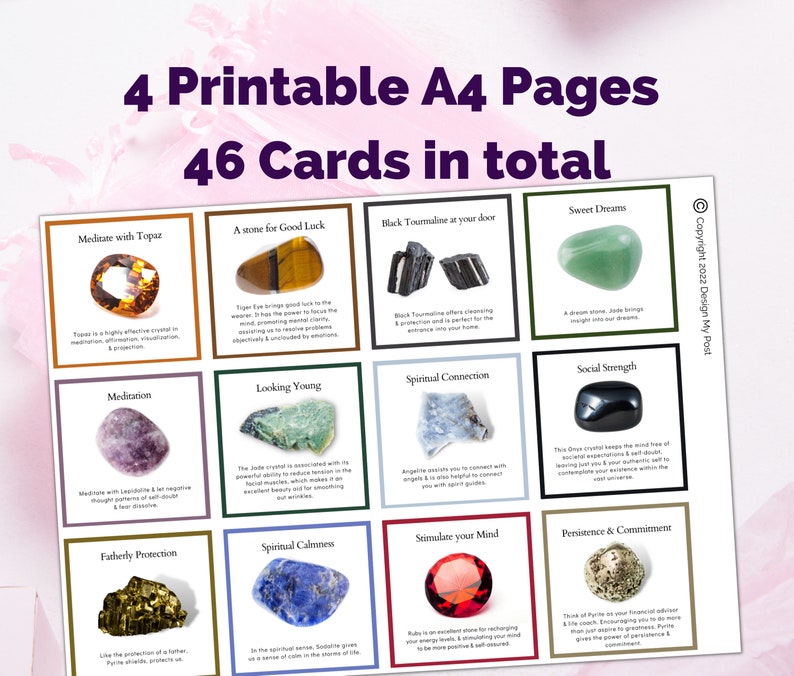 Printable Gemstone Cards for Sellers. Print at Home PDF A4 - Etsy UK