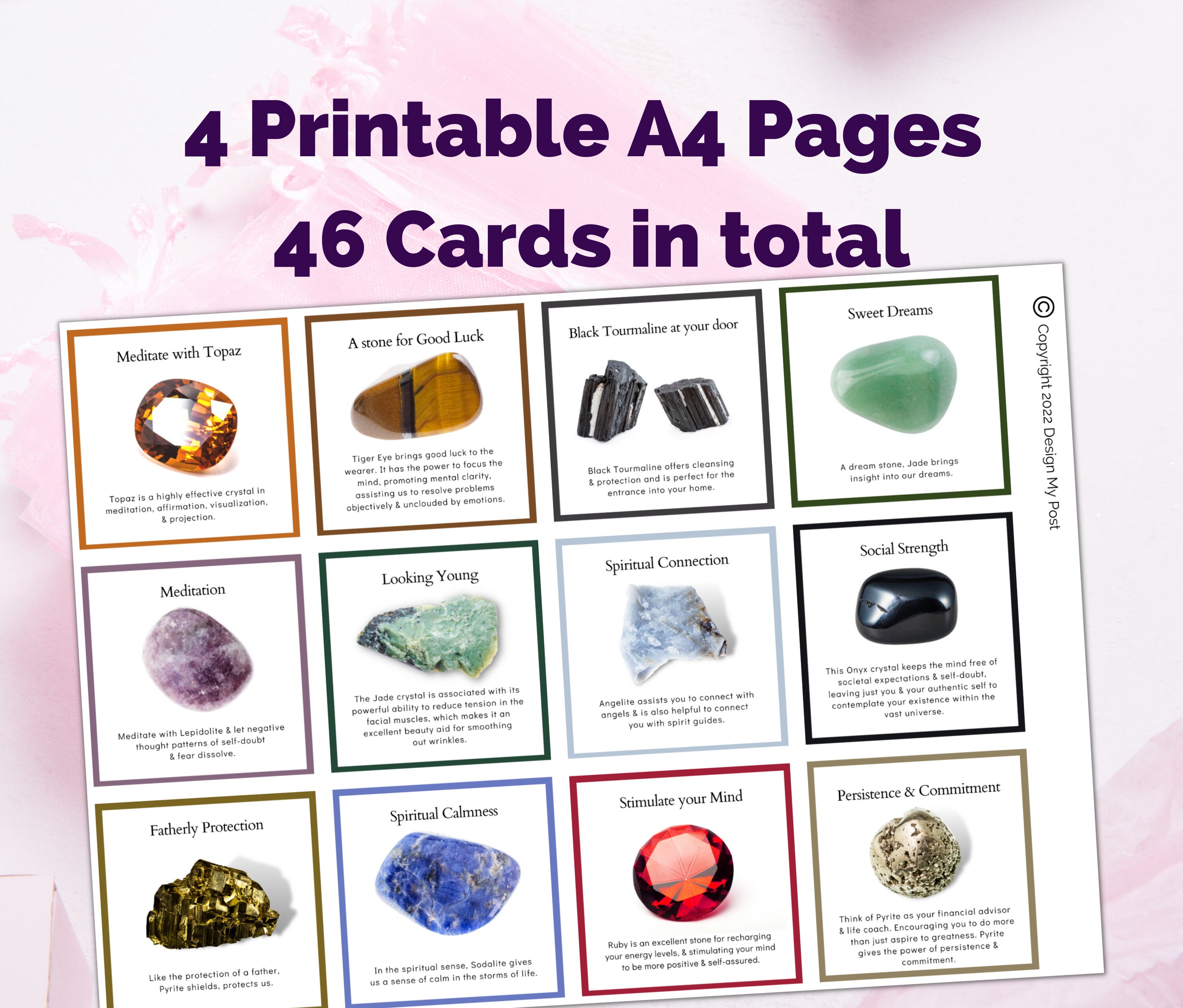 Printable Gemstone Cards for Sellers. Print at Home PDF A4 - Etsy UK