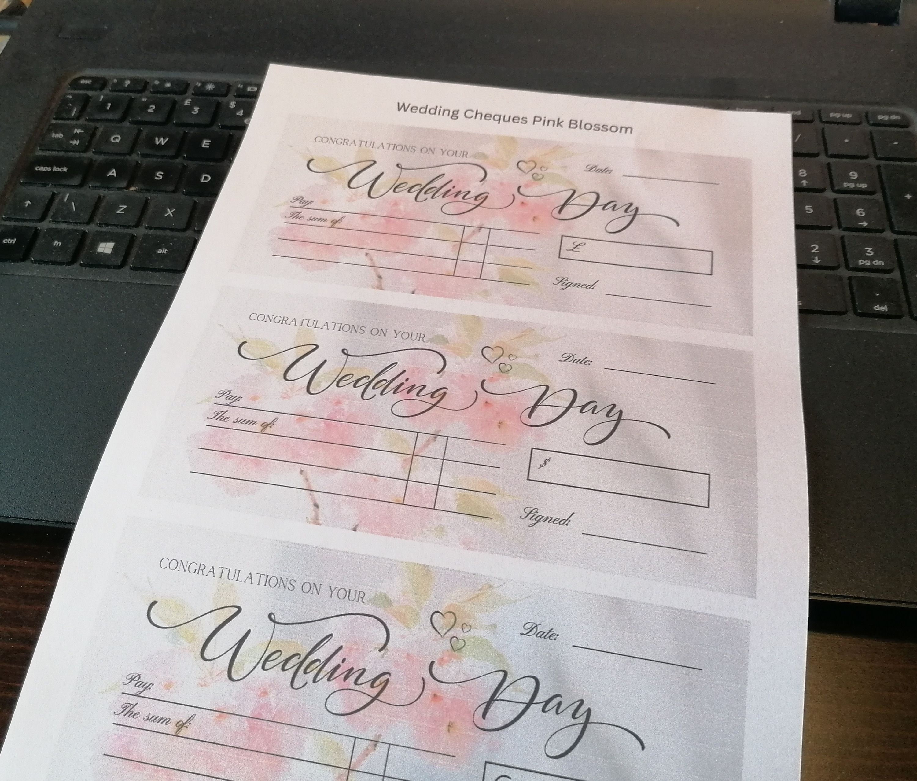 Blank Printable Cheque Gift for Newly Weds. Money Gifting Fake Cheque ...