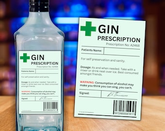 Etiqueta para receta de ginebra: Regalo original y divertido (descarga digital en formato PNG y PDF)