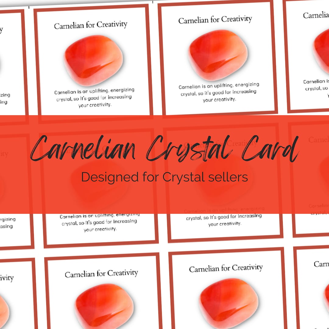 Printable Carnelian Crystal Meaning Cards: Jewelry Seller Packing Inserts  (PDF)