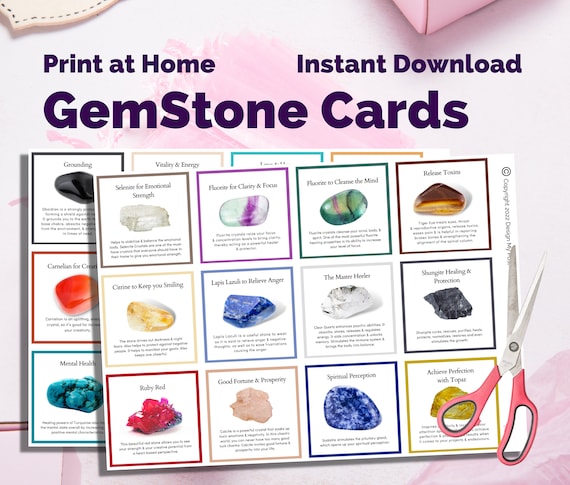 Printable Gemstone Cards for Sellers. Print at Home PDF A4 | Etsy Canada