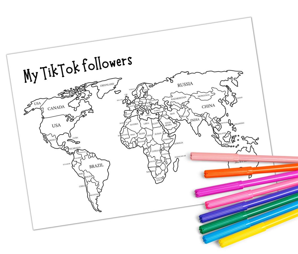 Tiktok Followers Map. Printable World Tracker. A4 Print at Etsy UK