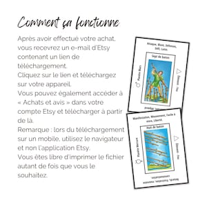 Jeu de tarot imprimable avec mots-clés, feuilles de triche A4, significations des cartes de tarot, débutants, outils de divination. image 10